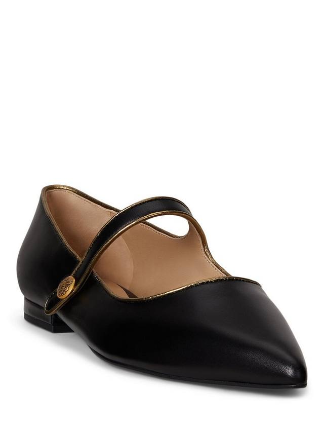 Двухцветные кожаные туфли Mary Jane от Lauren Londyn Ralph Lauren, Black/Gold — фото 2