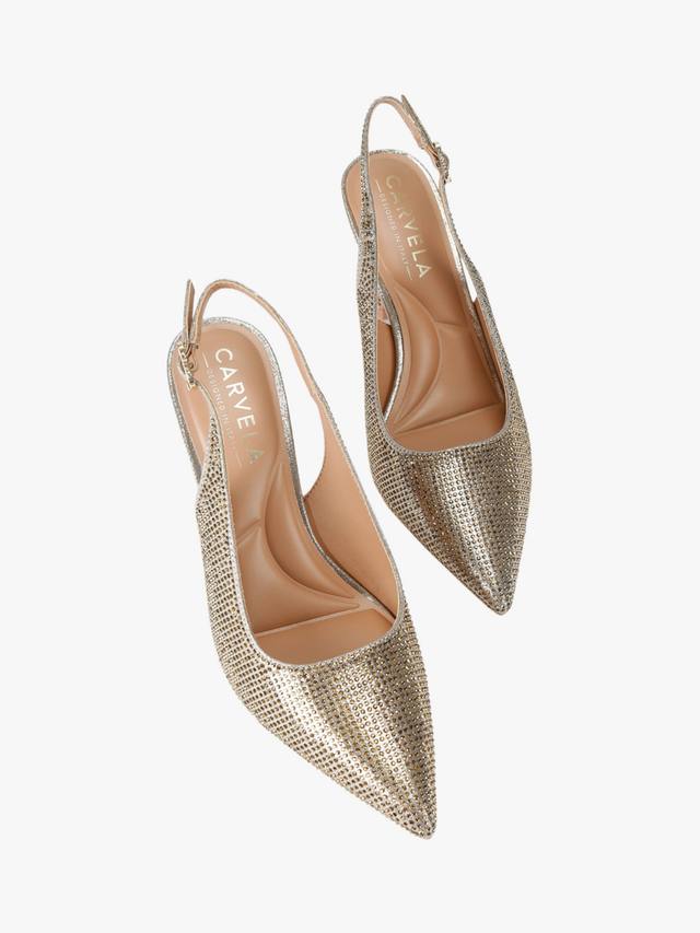 Corletta туфли-лодочки на каблуке с кристаллами и ремешком на пятке Carvela, Gold — фото 3