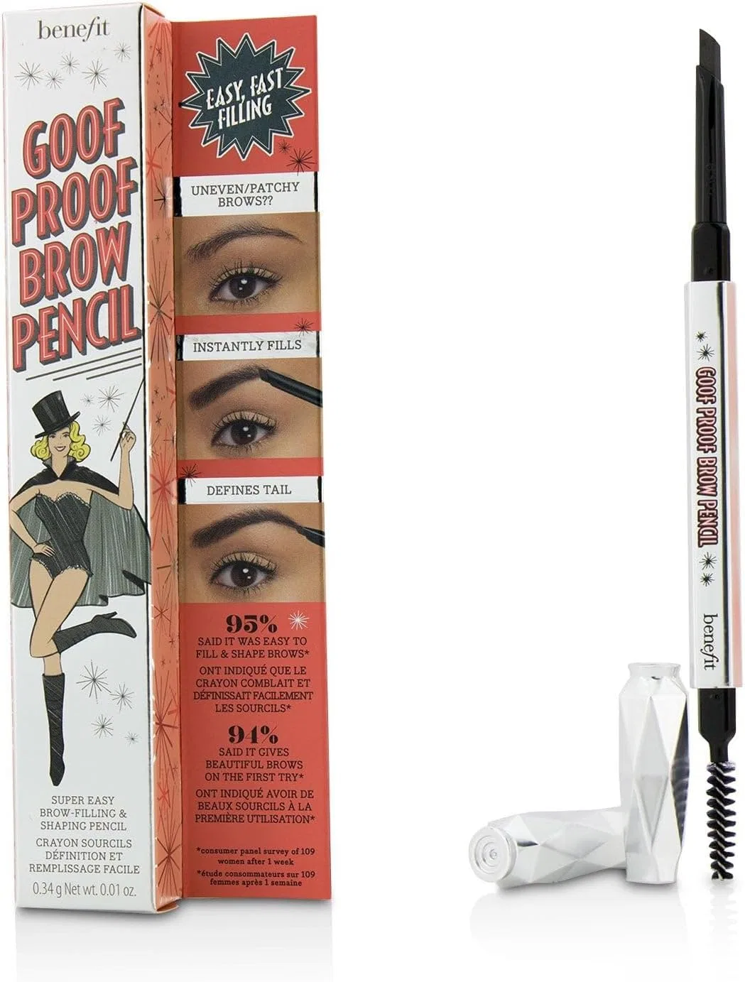 Карандаш для бровей водостойкий Benefit Goof Proof Brow Pencil 0.34 г #3.75 Natural Medium Brown — фото 4