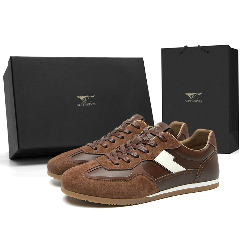 

SEPTWOLVES Коричневые мужские низкие кеды, цвет Brown (Standard Leather Shoe Size)