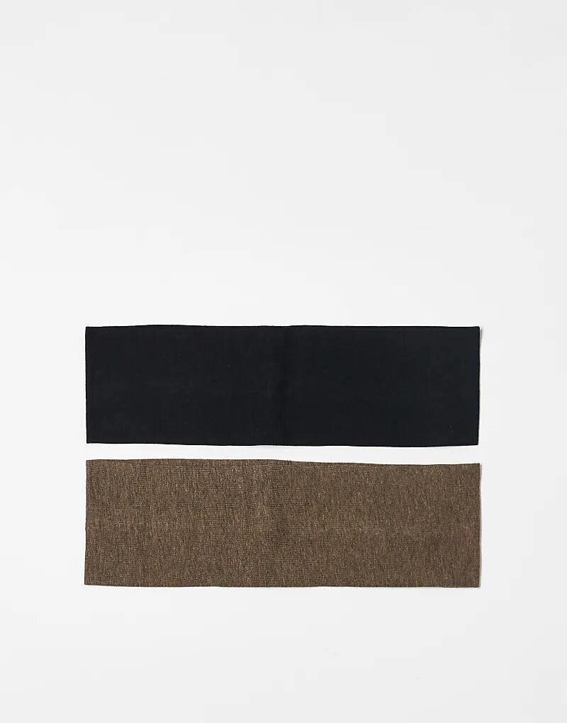 

Набор из 2 широких трикотажных повязок на голову Weekday черного и коричневого цветов
