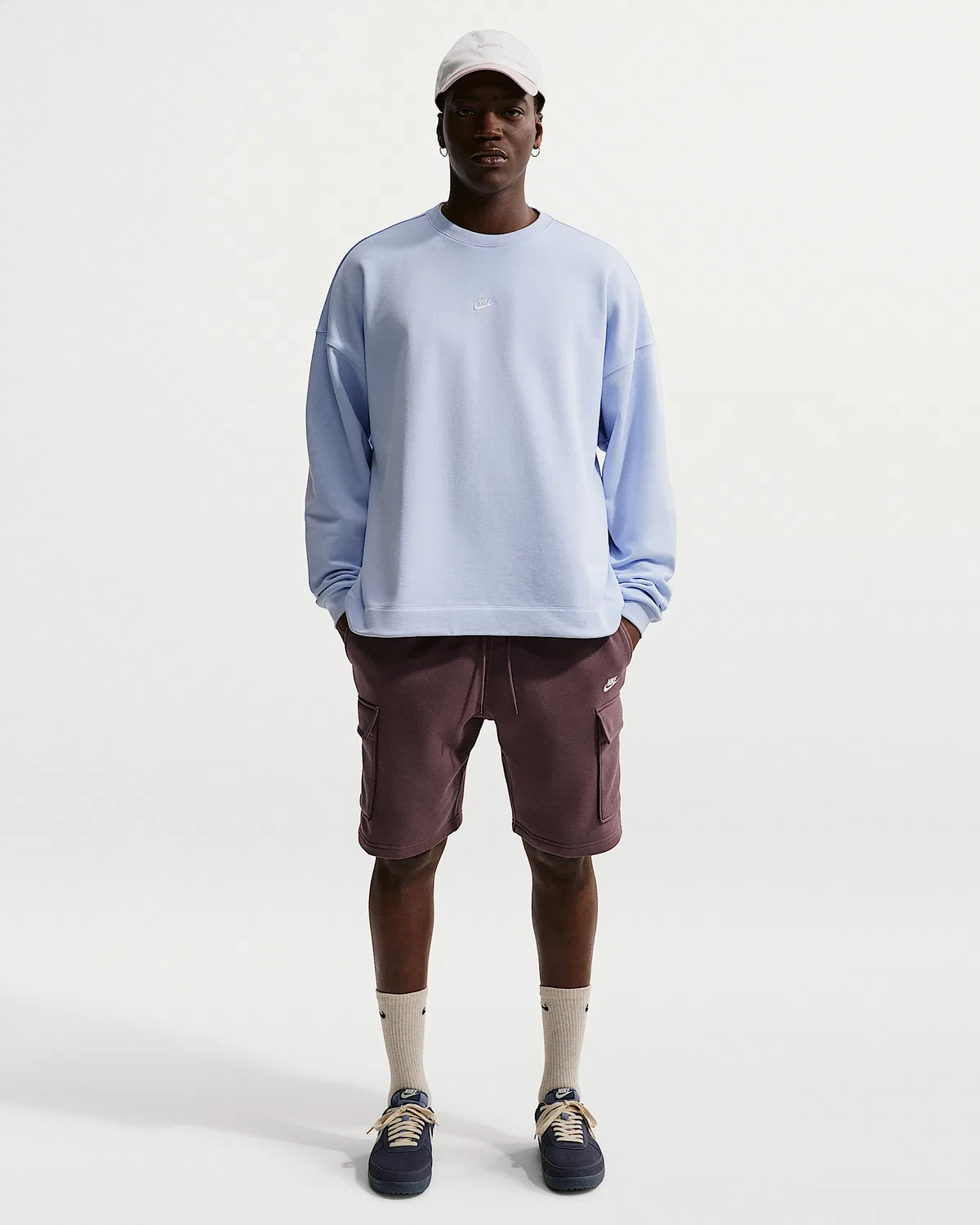 Мужские флисовые карго шорты Nike Club, Tattoo/Tattoo/White