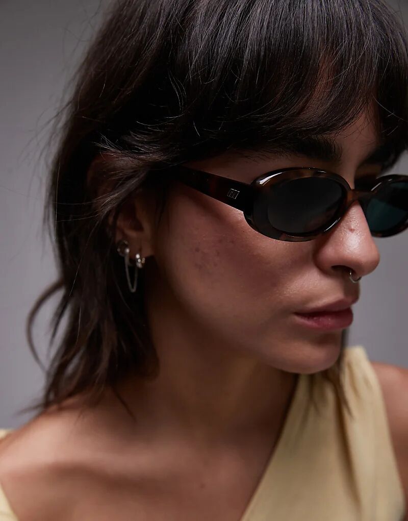 

Солнцезащитные очки Outta Love Oval в черепаховой оправе с зелеными линзами Le Specs