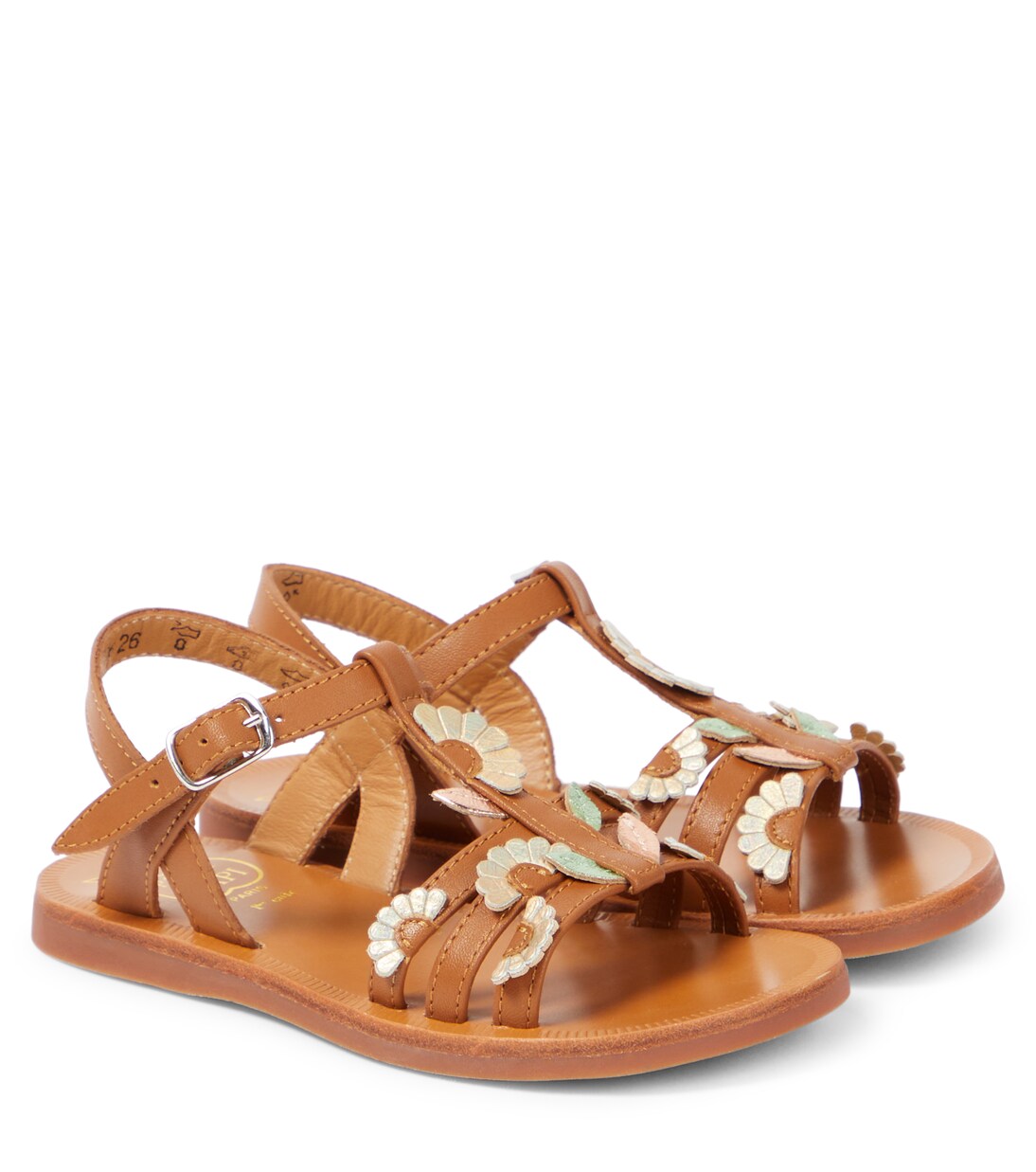 

Сандалии из кожи Plagette Multi Daisy Pom d'Api, Nappa Camel