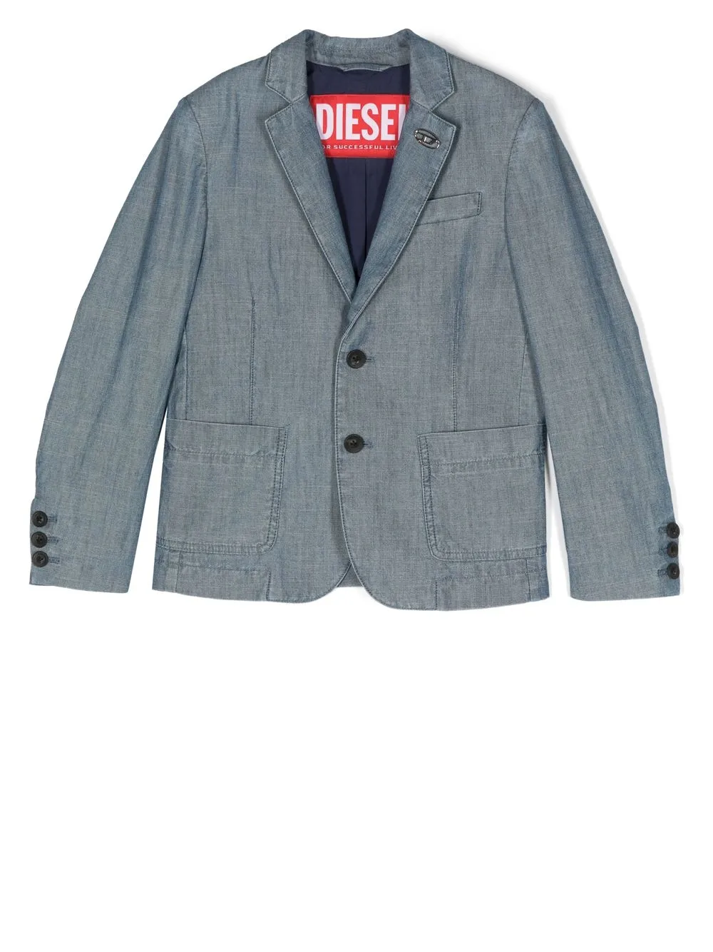 

Однобортный блейзер из денима Diesel Kids, синий