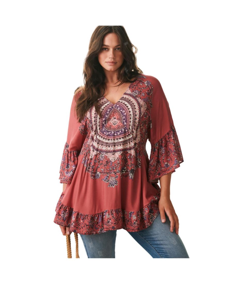 

Женская туника Frankie с оборками AVENUE, Terracotta