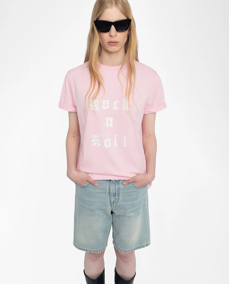 

Женская хлопковая футболка Edwin с короткими рукавами Zadig & Voltaire, розовый