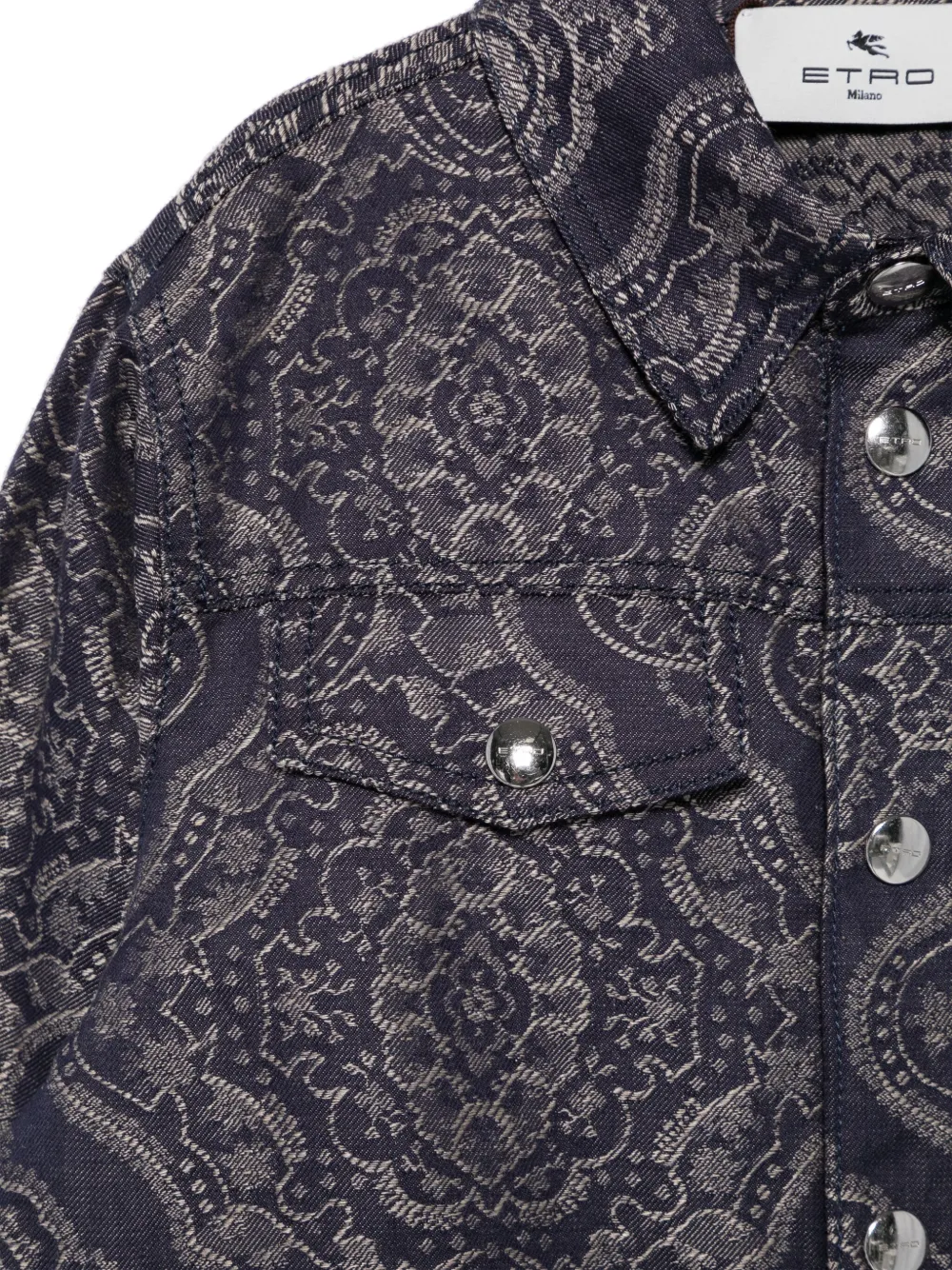 Жаккардовая куртка-рубашка с узором ETRO KIDS, синий — фото 3