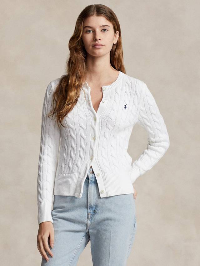 Хлопка вязаный кардиган Ralph Lauren, белый — фото 4