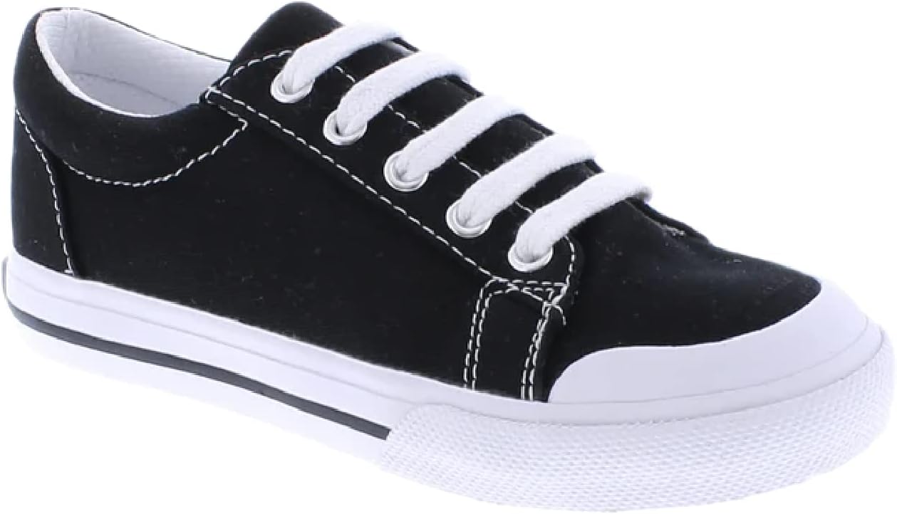 

Детские кеды FOOTMATES Taylor на шнуровке из ткани для мальчиков и девочек - теннисные кроссовки с широкой носочной частью, стельками с индивидуальной подгонкой, вулканизированной подошвой - для малышей и маленьких детей, возраст 1-8 лет, черный