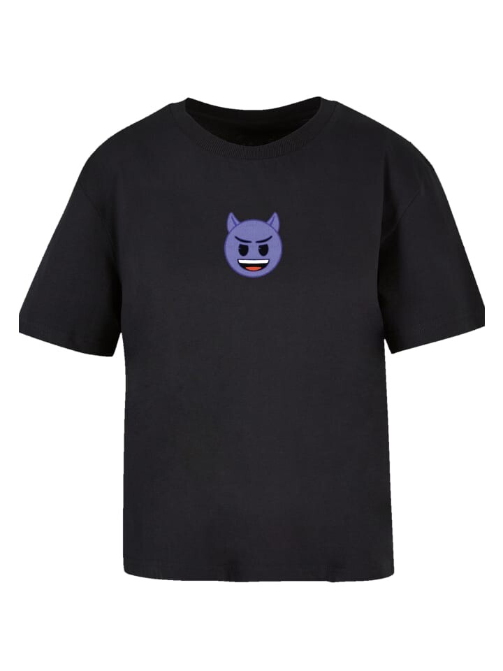 

Футболка emoji couture Ladies Everyday Tee Evil smiling furry purple face, черный