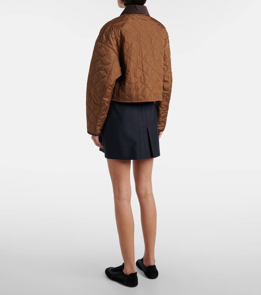 Стёганая укороченная куртка из переработанного нейлона Prada, Sughero — фото 3