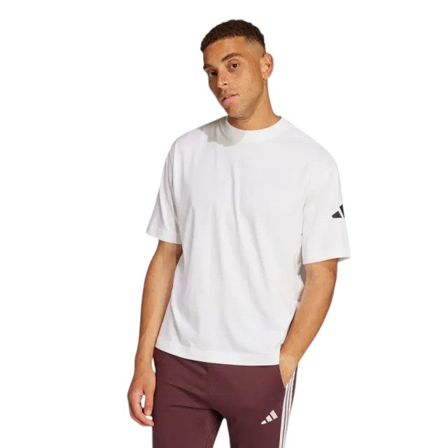 Футболка adidas Essentials Loose Fit 3 Bar Logo T-Shirt 'White', белый — фото 2