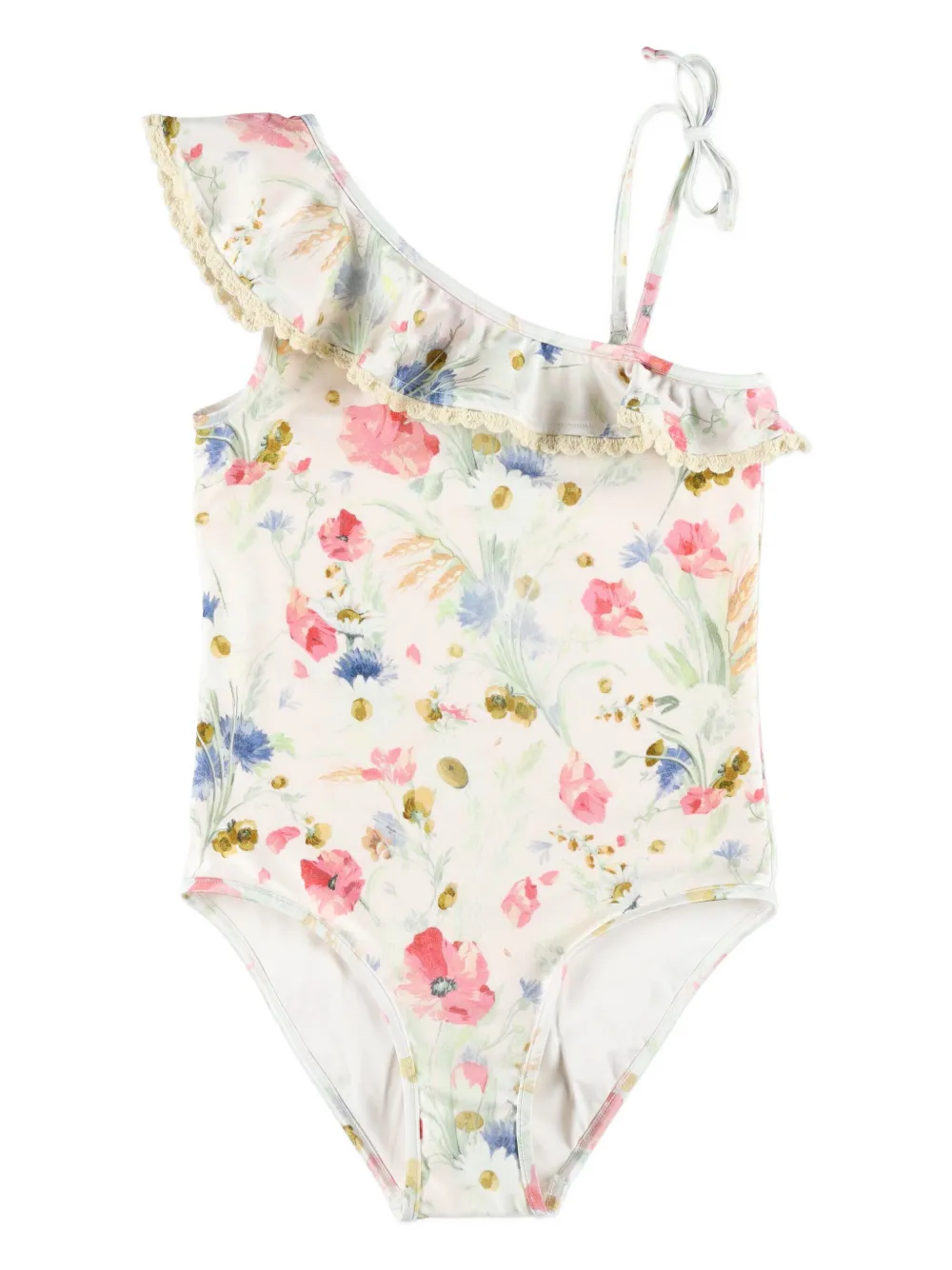 

Купальник на одно плечо с цветочным принтом ZIMMERMANN Kids, белый