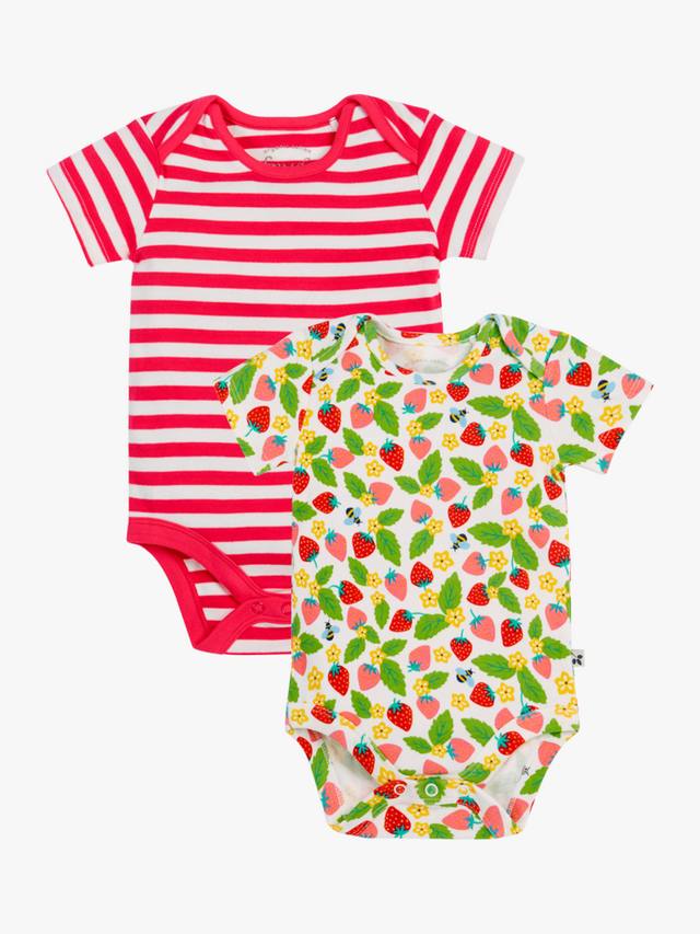 

Детское боди из органического хлопка клубничного цвета с коротким рукавом Frugi, разноцветный