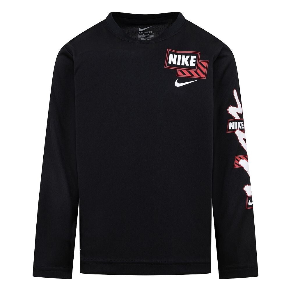 

Футболка Nike Swoosh Scribble Dri-FIT с длинными рукавами для мальчиков 4–7 лет, черный