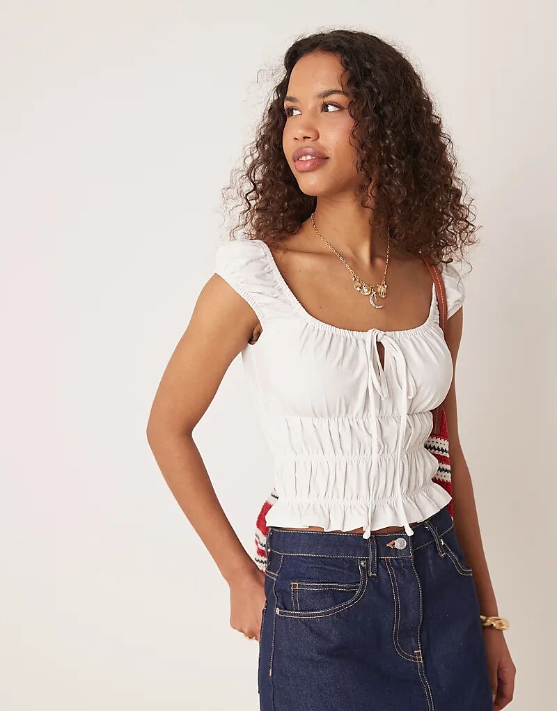

Белый топ с короткими рукавами ASOS DESIGN Milkmaid