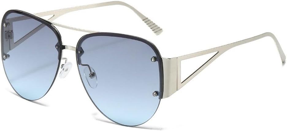 

Модные женские солнцезащитные очки в полуободковой оправе, роскошные, в стиле панк, для активного отдыха на природе, с защитой от УФ-излучения UV400 TKKTLLT, Silver Gray Blue