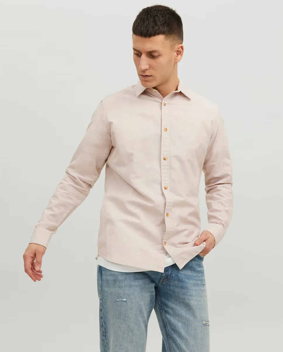 

Мужская легкая рубашка с длинными рукавами Jack & Jones, бежевый