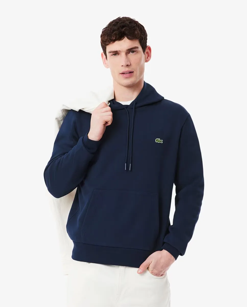 

Мужская толстовка с капюшоном из хлопкового флиса Lacoste, темно-синий