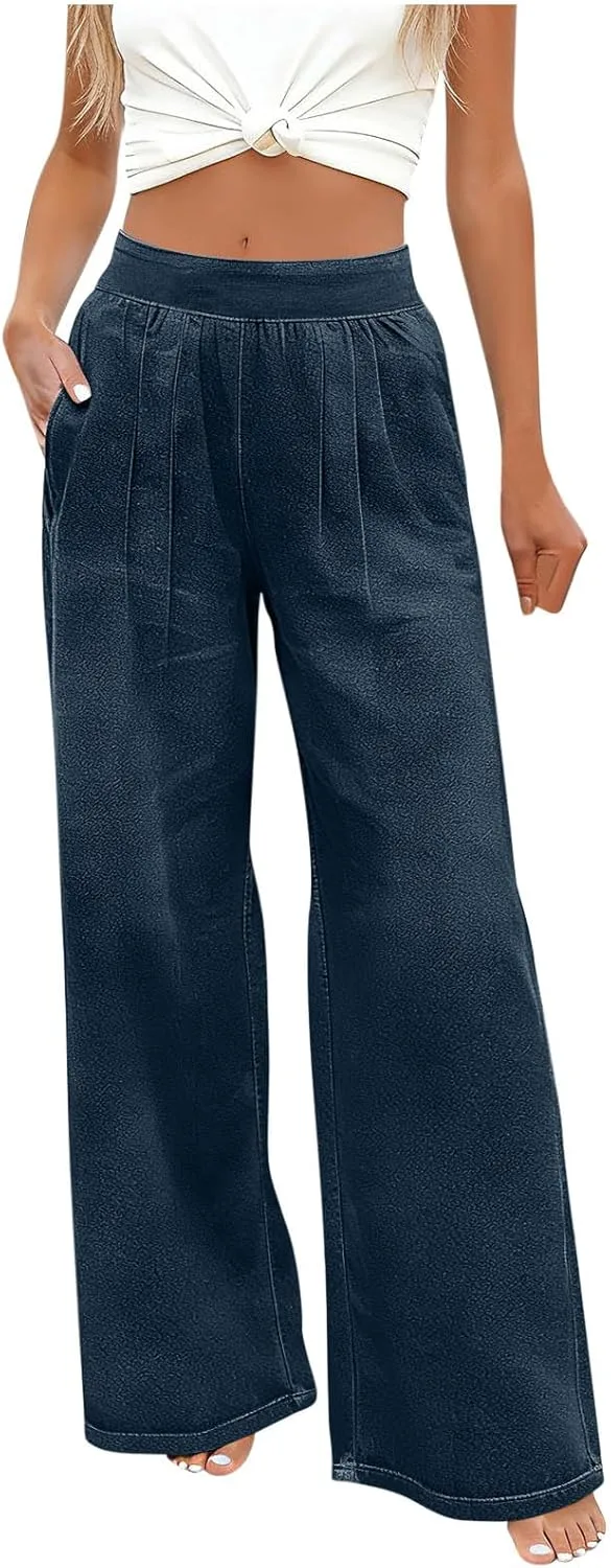

Женские брюки с высокой талией Casual Wide Leg Fake Denim