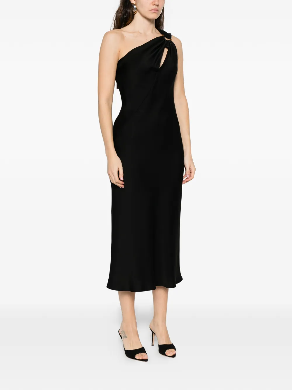 Макси-платье на одно плечо с драпировкой MAX MARA, черный — фото 3