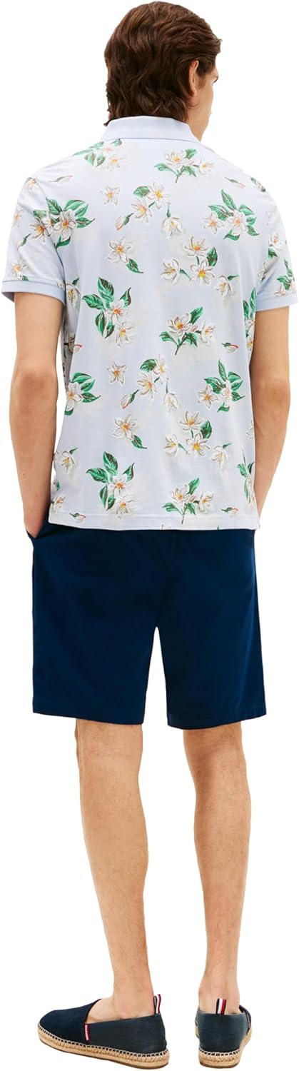 Мужские поло Tommy Hilfiger с коротким рукавом, повседневного кроя, с цветочным принтом, Sweet Blue Multi — фото 4