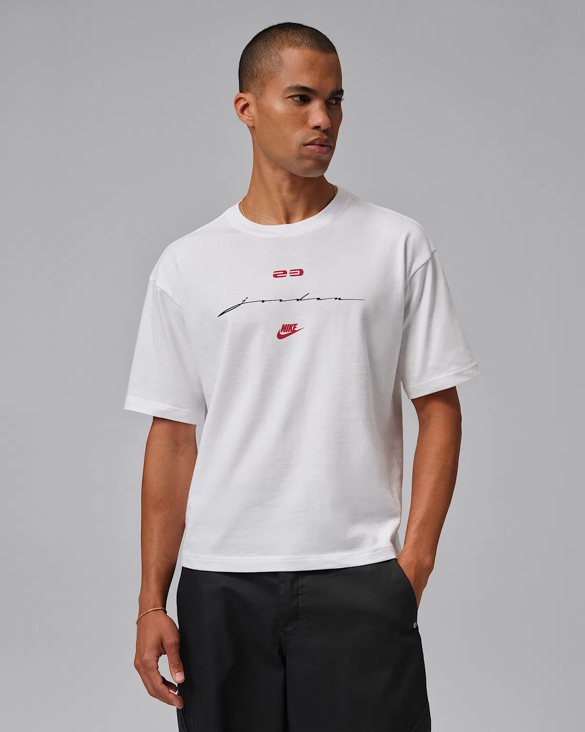 Мужская футболка Jordan Flight с принтом Script, White/Gym Red