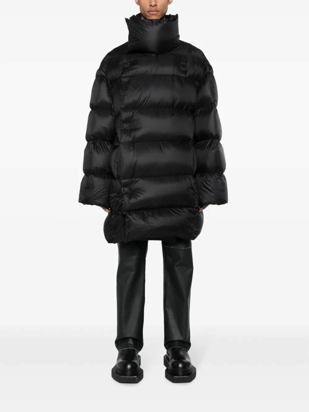 Стеганое пальто с воротником-воронкой Rick Owens, черный — фото 2