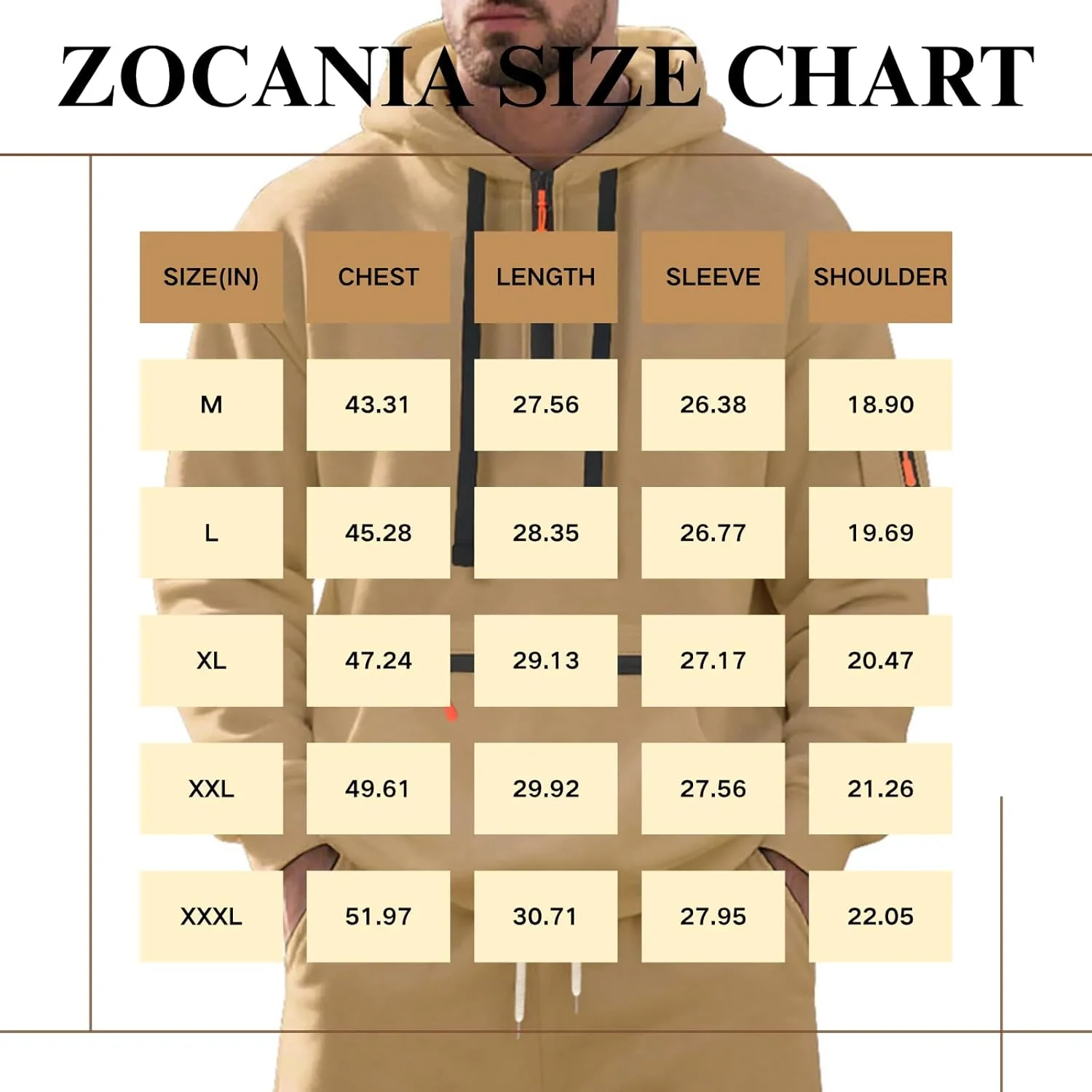 

Толстовка с капюшоном для мужчин, на молнии, с карманами ZOCANIA