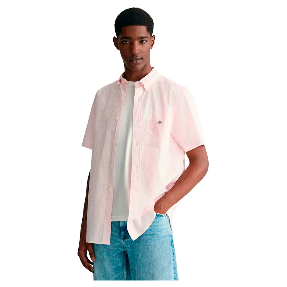 

Рубашка с коротким рукавом Gant Poplin Gingham, розовый
