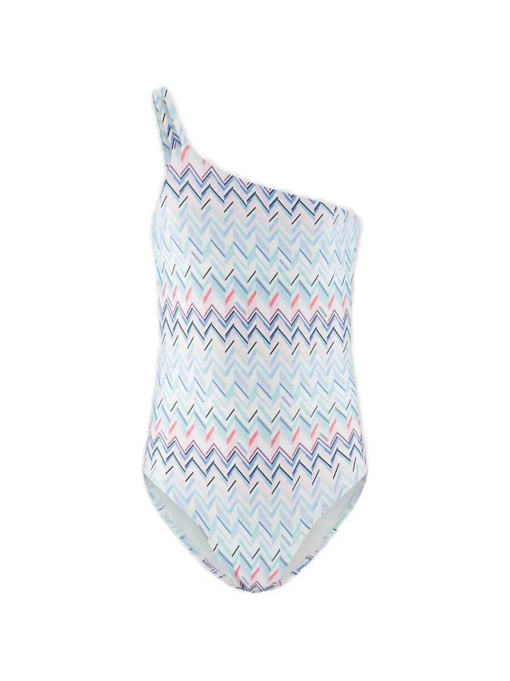 Купальник с одним открытым плечом и узором «шеврон» Missoni Kids, белый