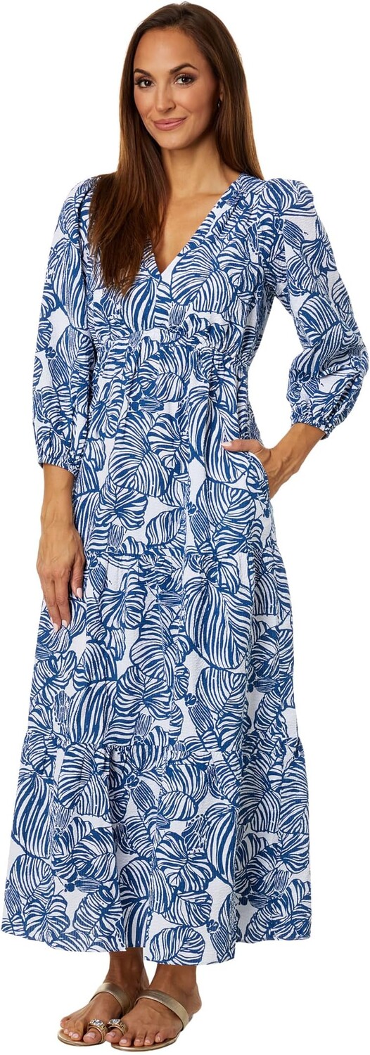 

Платье Deacon 3/4 Sleeve V-Neck Lilly Pulitzer, цвет Aegean Navy Beach Path