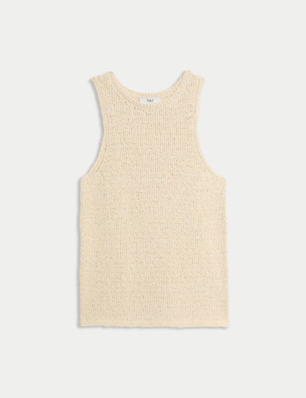 

Вязаный жилет с круглым вырезом из хлопка Marks & Spencer, цвет Neutral