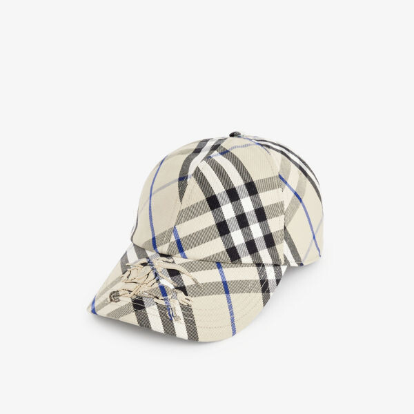 

Клетчатая кепка из смесового хлопка с фирменной вышивкой Burberry, цвет lichen