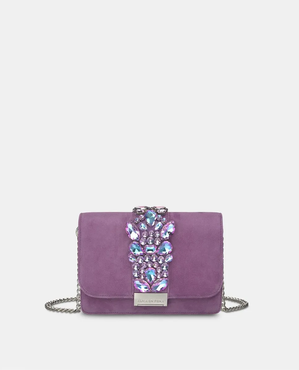 

Сумка-бандо с корпусом в форме шкатулки и квадратной деталью-украшением на переднем клапане Alma En Pena, фиолетовый