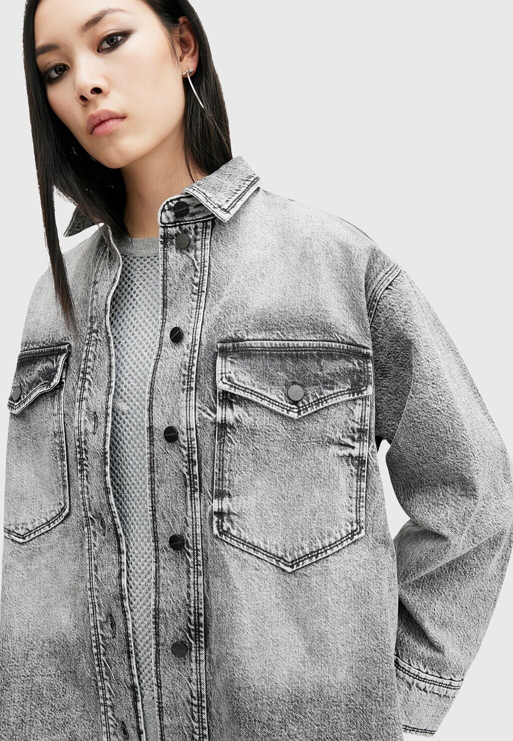 

Платье из денима AllSaints, черный