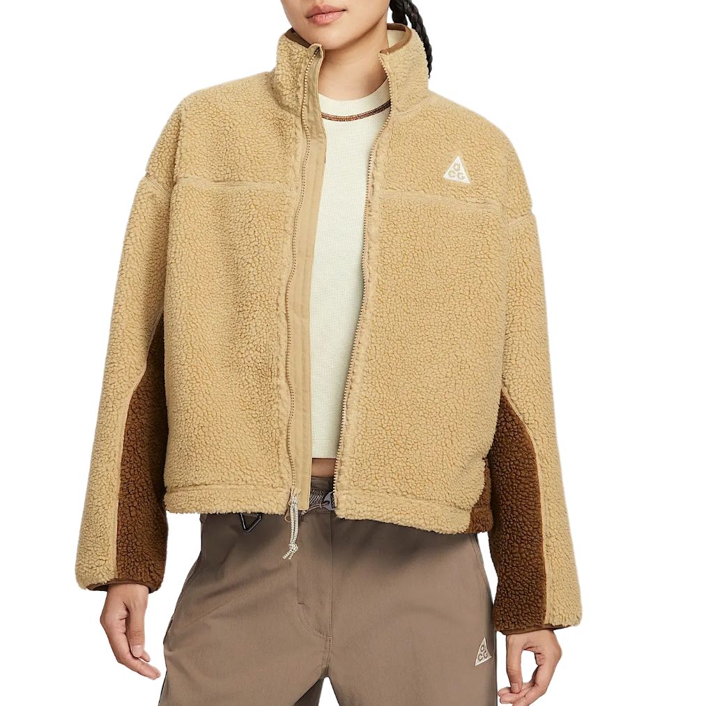 

Куртка ACG FW25 Canwell Glacier Therma FIT ADV с бархатистой текстурой женская Nike, коричневый/светлый хаки/белый