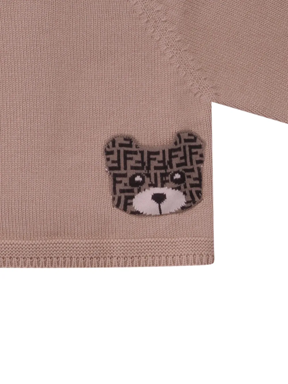 Кардиган с аппликацией в виде медведя Fendi Kids, нейтральный — фото 3