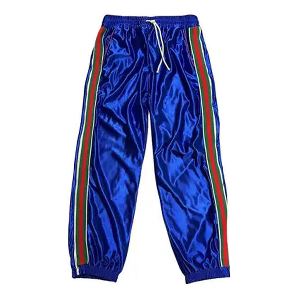 

Брюки shiny jersey pant with web 'bluette mix' Gucci, голубой