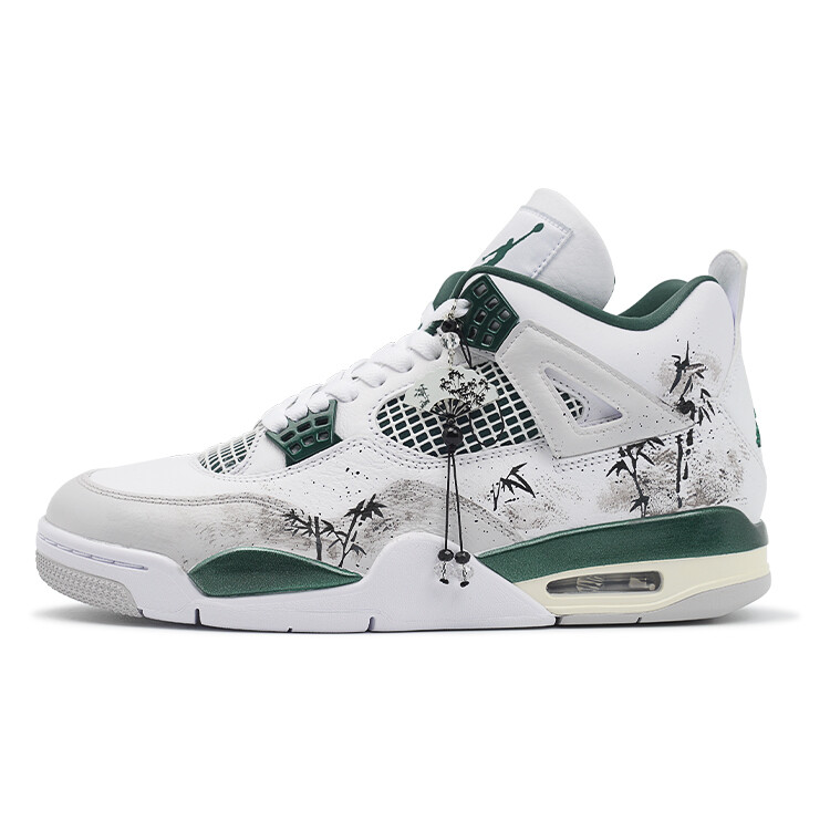 

Кроссовки Air Jordan 4 Vintage Basketball Shoes Men Mid-top White/Green, зеленый