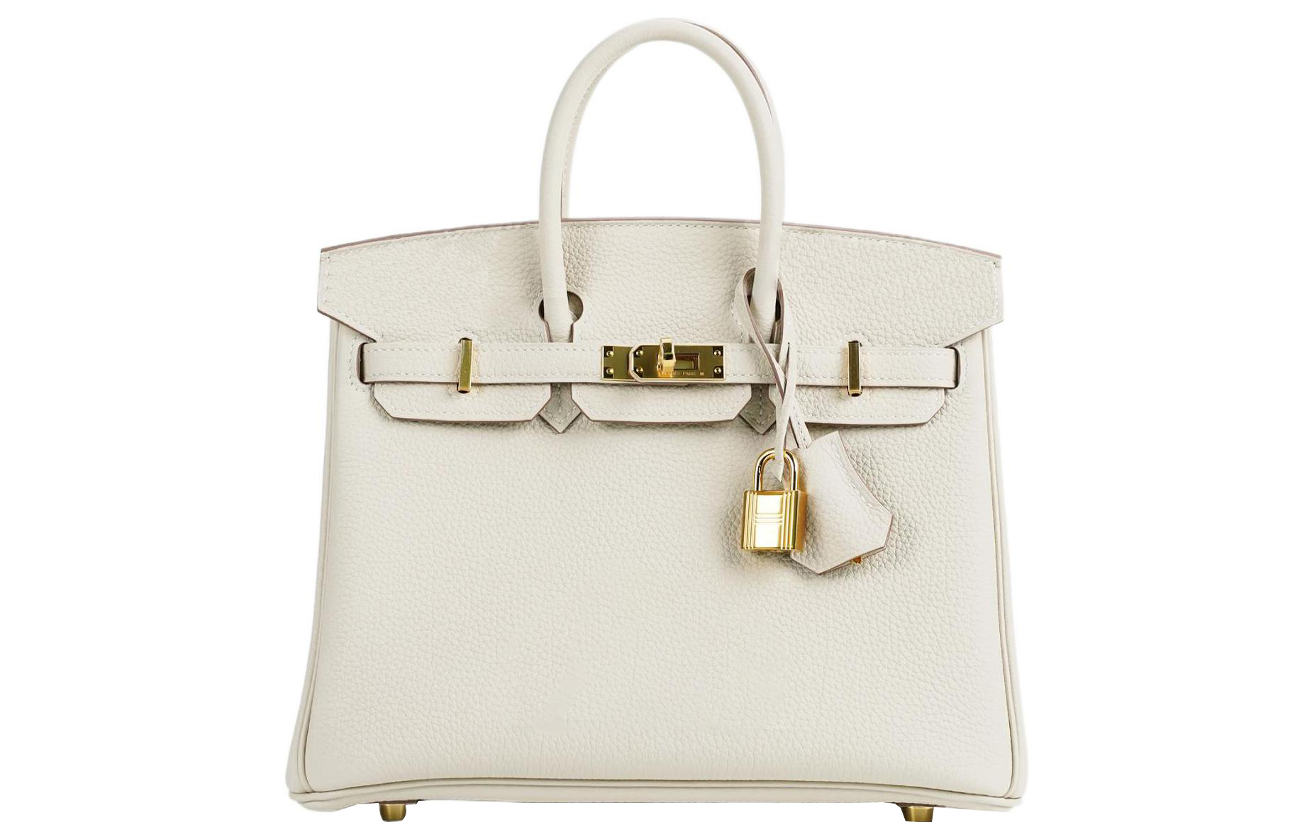 

HERMES Сумка Birkin Togo из телячьей кожи Birkin Bag обычного размера для женщин 10 Craie Milkshake белого цвета