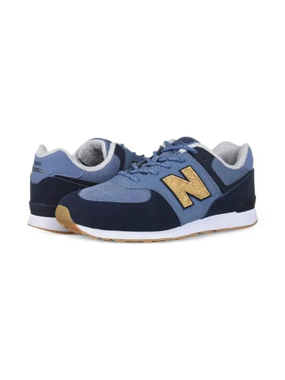 Кроссовки 574 с вельветовыми вставками New Balance Kids, синий — фото 2