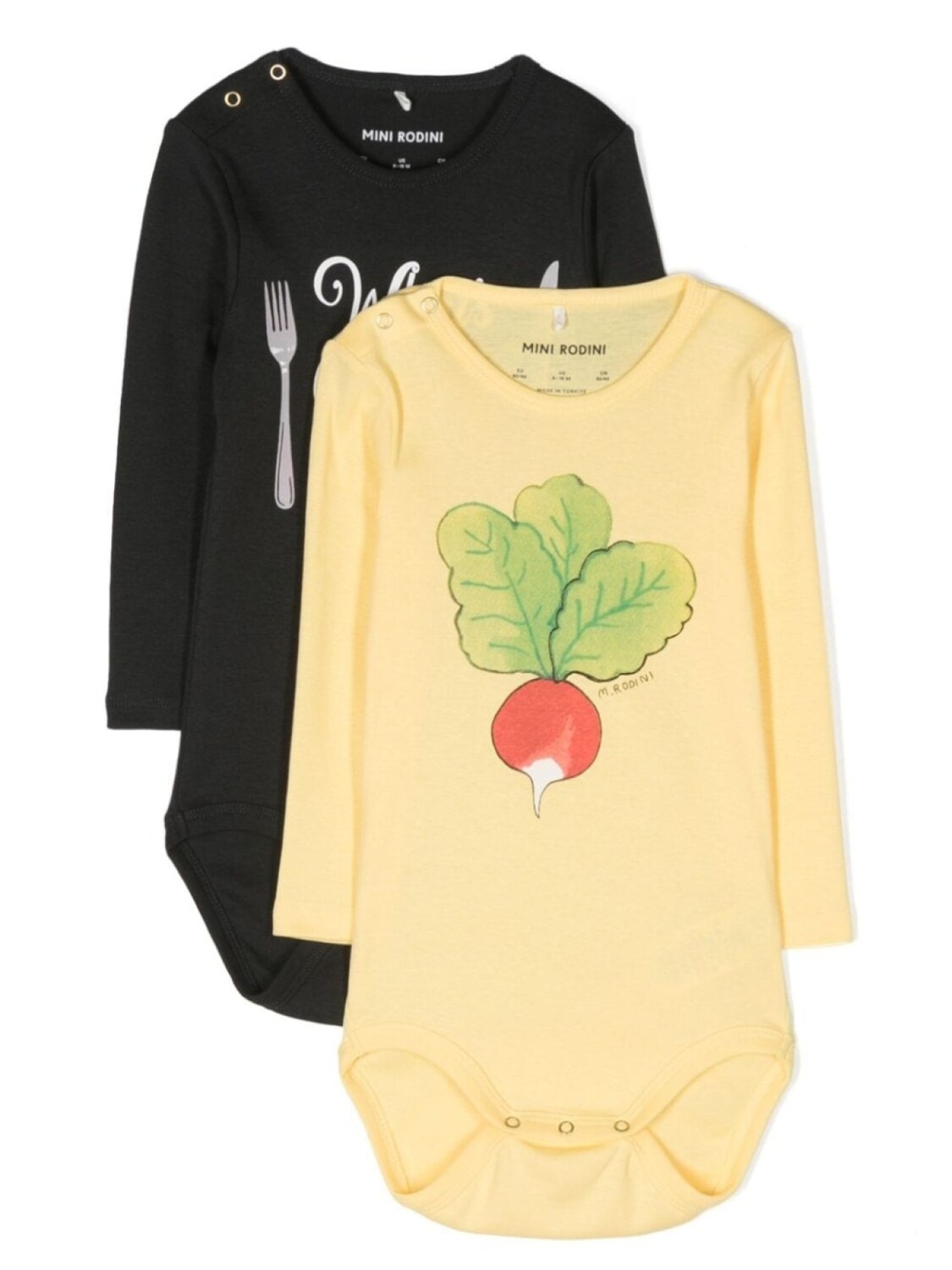 

Mini Rodini боди из органического хлопка с графичным принтом, черный