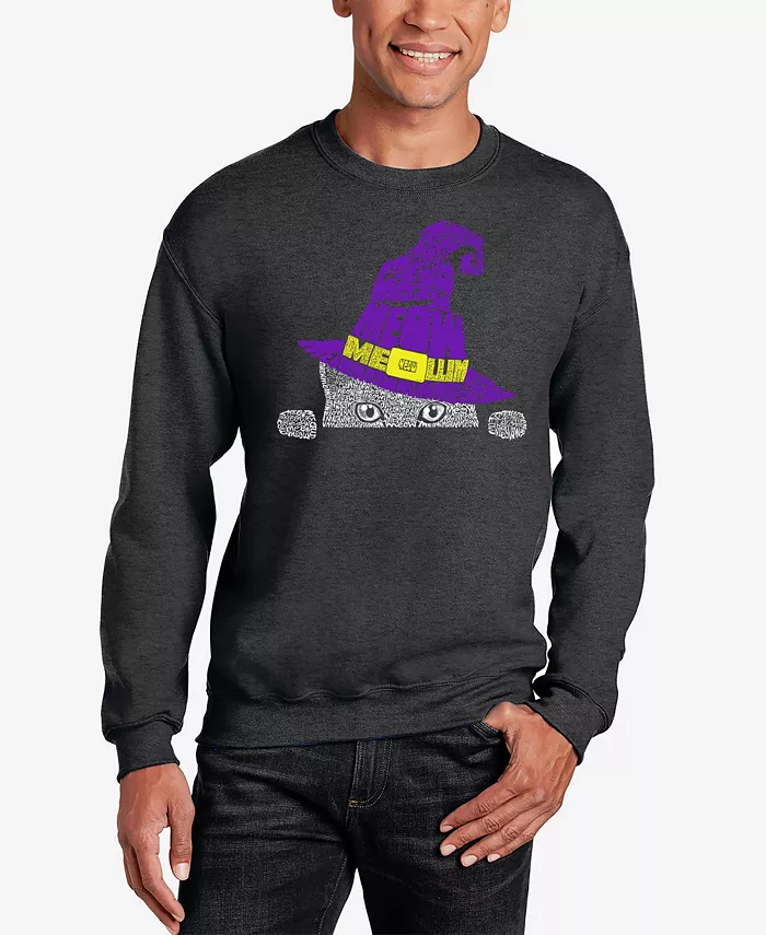 

Мужской свитшот с принтом "Peeking Witch Cat Word Art" LA Pop Art, серый