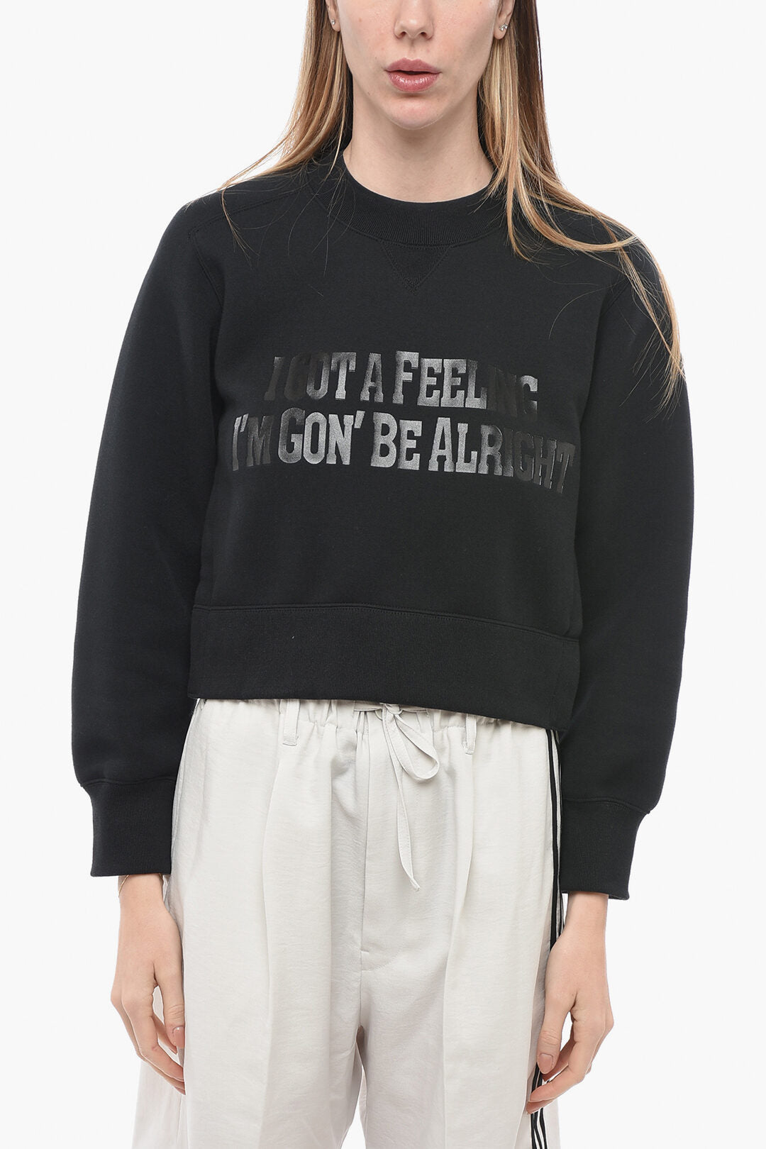 

Укороченная толстовка Sacai с боковым разрезом I GOT A FEELING, черный