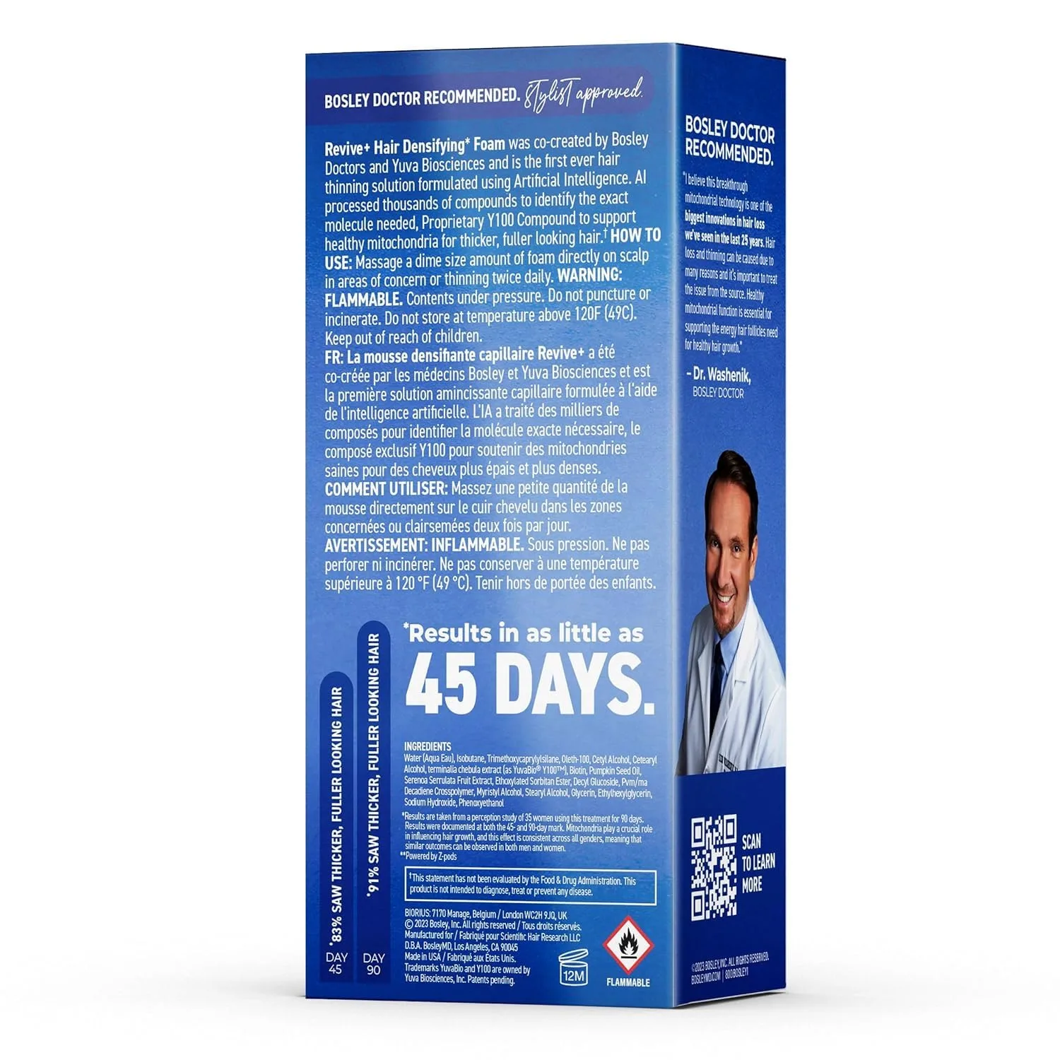 BosleyMD Men’s Revive + Densifying Treatment Foam - средство против выпадения волос без лекарств с YuvaBio Y100, биотином и маслом тыквенных семечек, 60-дневный запас, 60 мл — фото 2