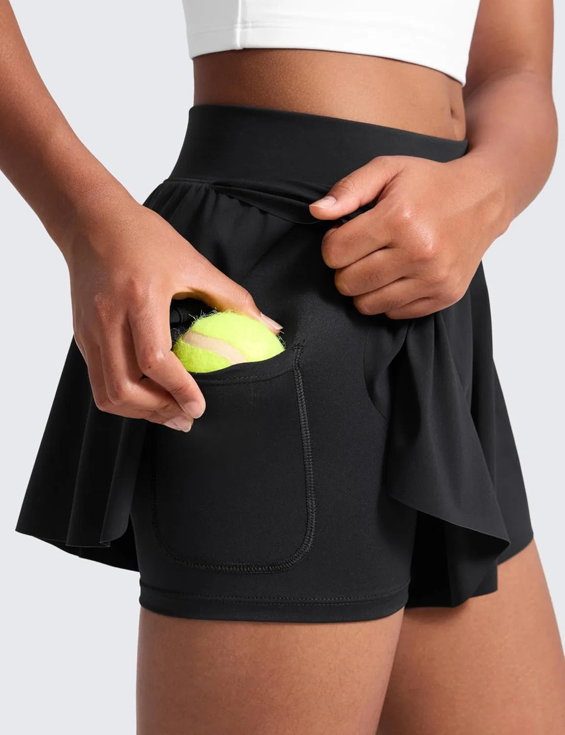 Шорты для девочек 2-в-1 Athletic Flowy, CRZ YOGA, Black — фото 3