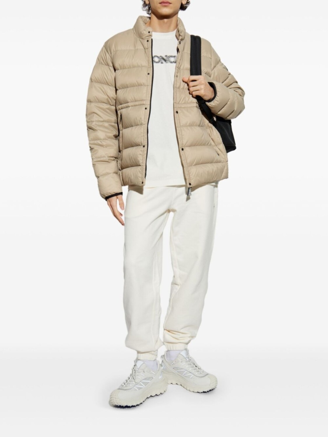 Футболка из хлопка с размытым логотипом Moncler, белый — фото 2