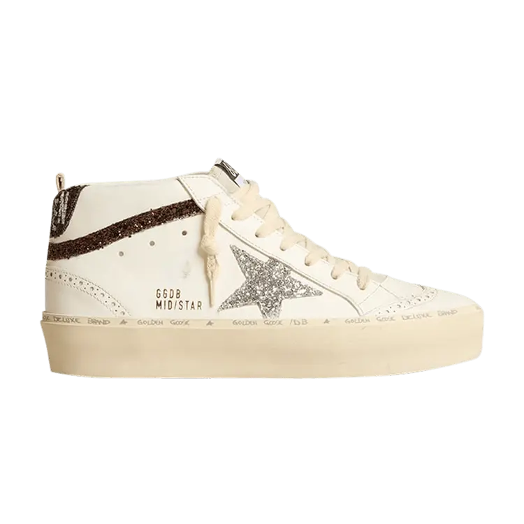 

Кроссовки Golden Goose Wmns Mid Star High White Silver Brown, белый